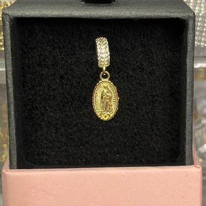 14K Solid Gold—Virgin Of Guadalupe Charm With Zirconia
